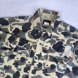 Vintage Deerskin‎ Shirt Mens Large Camo Hunting Long Sleeve Button Up Made USA